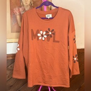 Madewell Plus Orange Daisy Print Crewneck Sweatshirt 2X